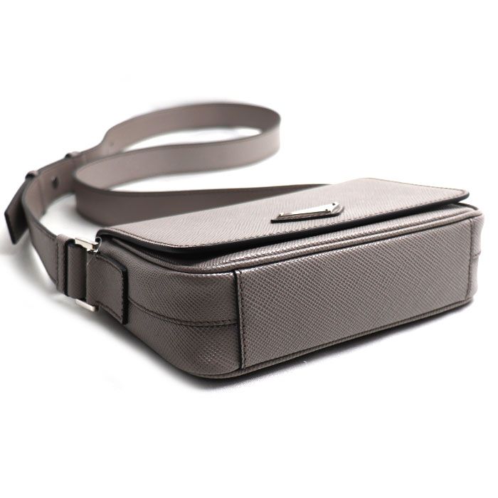 Prada Saffiano Triangle Logo Shoulder Bag Gray — view 3