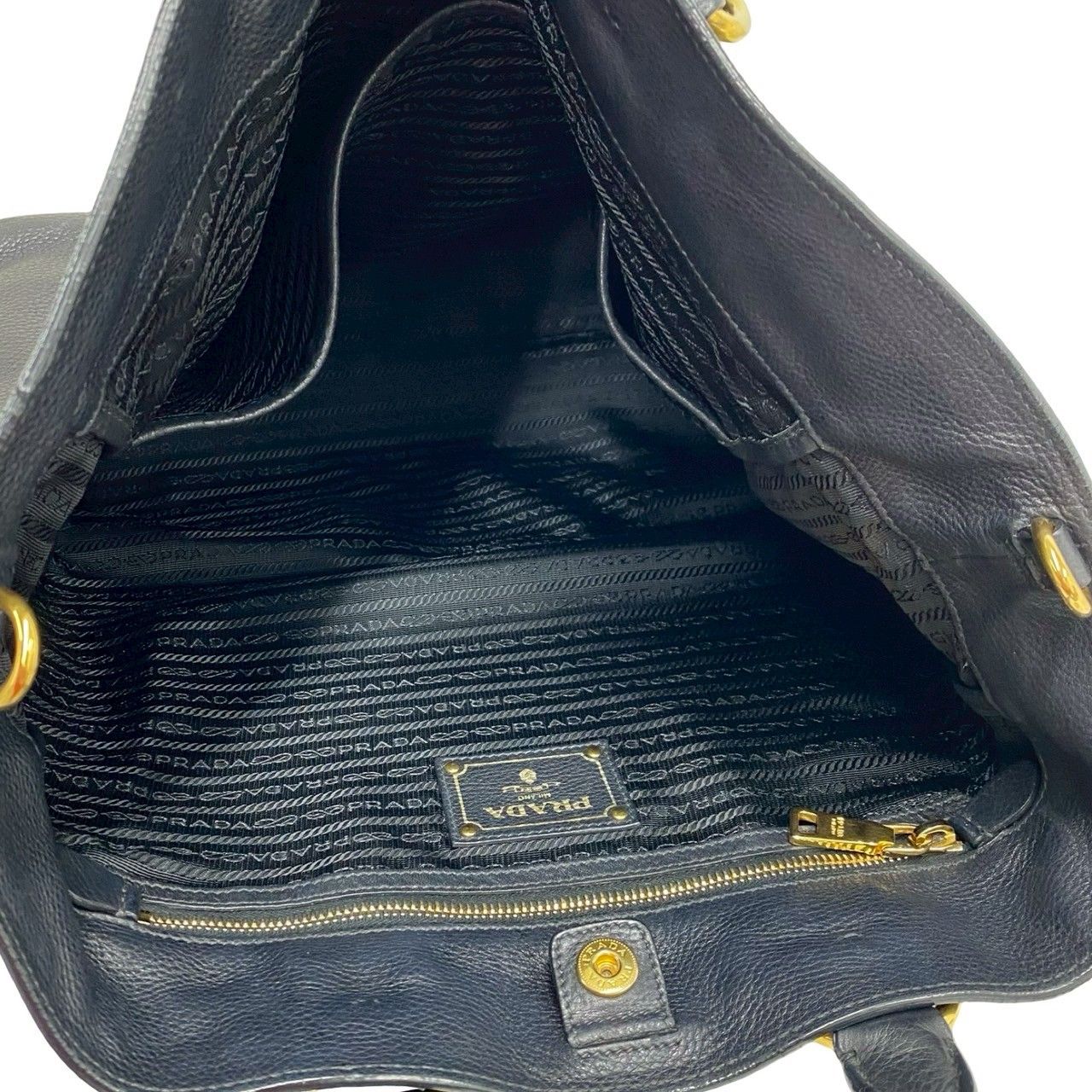 Prada Logo Leather 2-Way Shoulder Bag Business Capacity Black — view 9