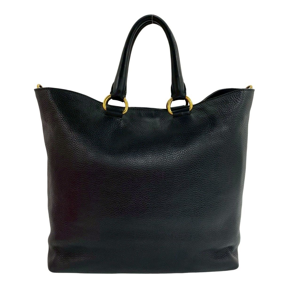 Prada Logo Leather 2-Way Shoulder Bag Business Capacity Black — view 3