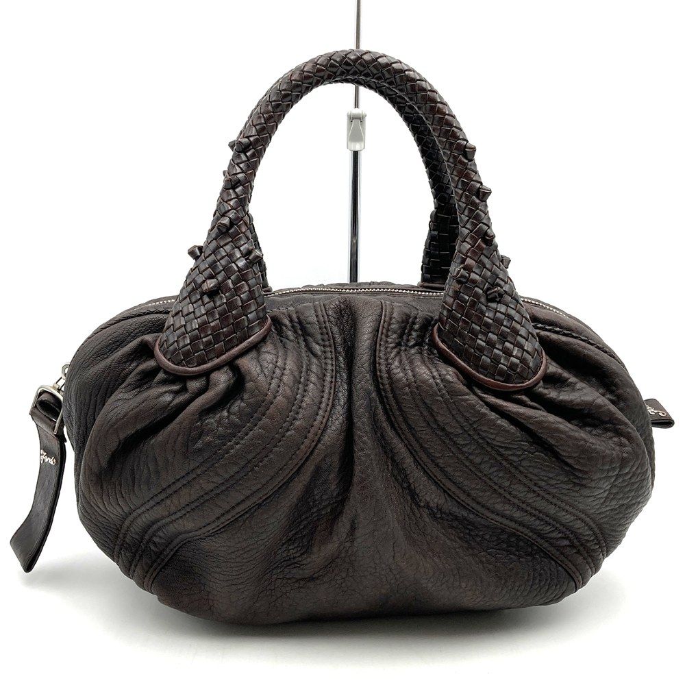 Fendi Handbag Spy Bag Leather Brown