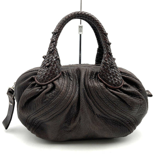 Fendi Handbag Spy Bag Leather Brown