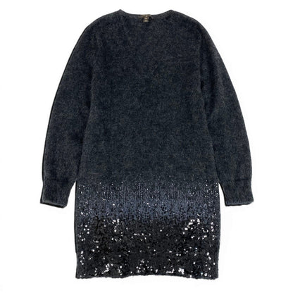 Louis Vuitton Gradient Sequin Knit Dress Mohair Blend Neck XS Gray — view 2