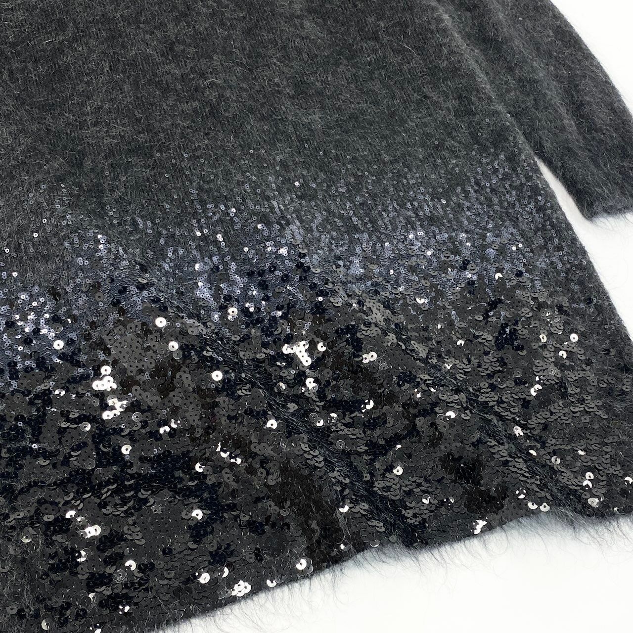 Louis Vuitton Gradient Sequin Knit Dress Mohair Blend Neck XS Gray — view 7