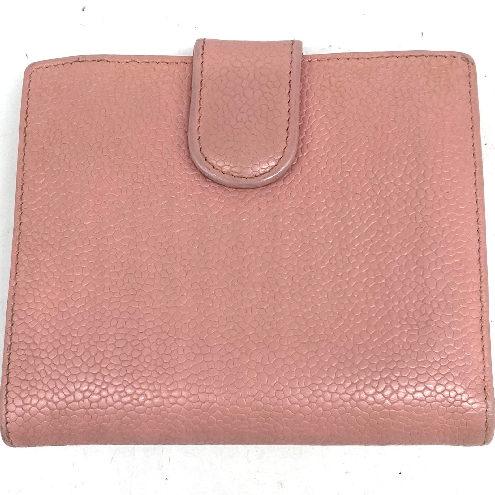 Chanel Fold Wallet Compact Caviar Leather Pink CC Logo — view 2