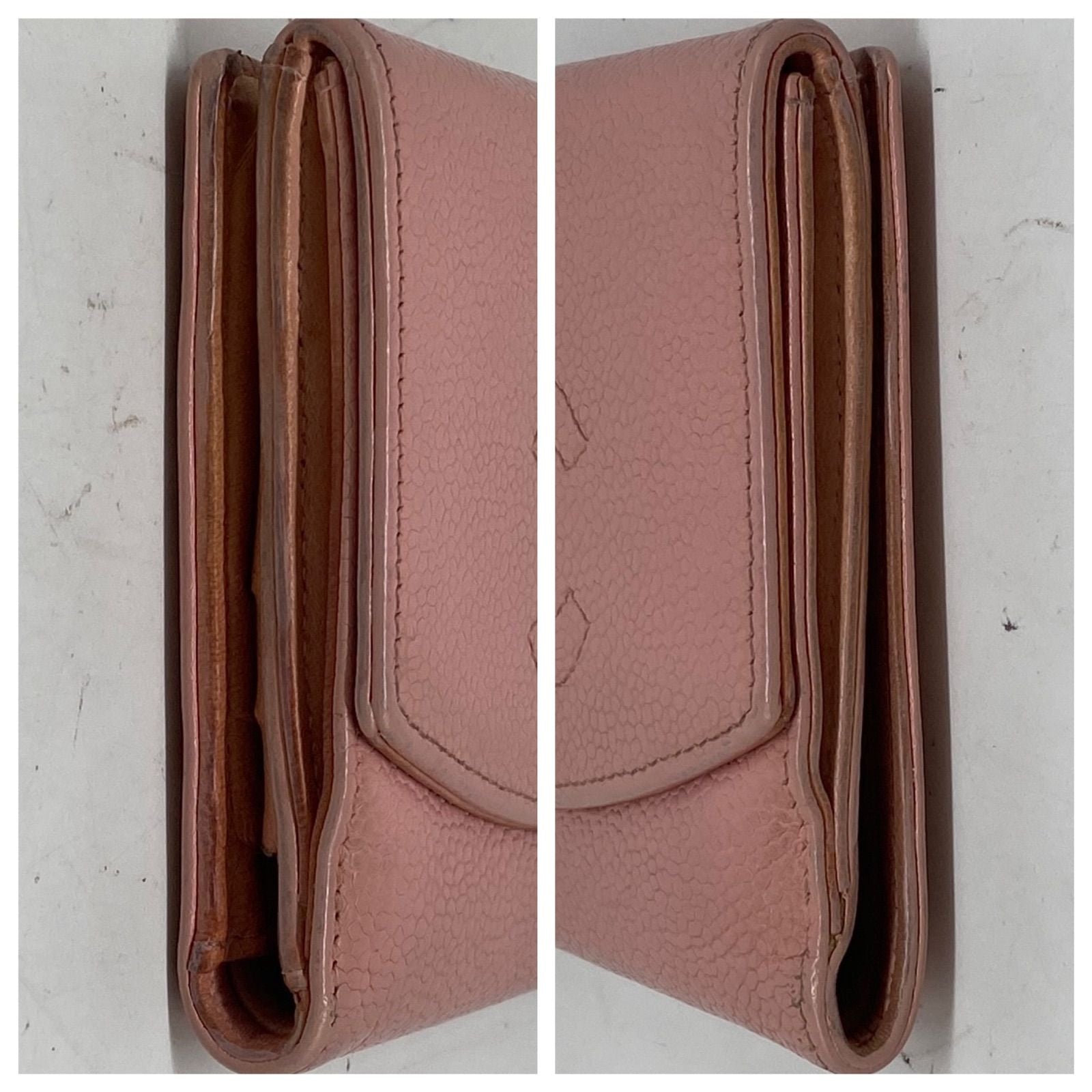 Chanel Fold Wallet Compact Caviar Leather Pink CC Logo — view 4