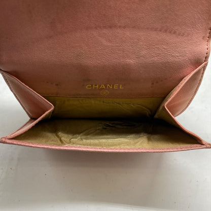 Chanel Fold Wallet Compact Caviar Leather Pink CC Logo — view 6