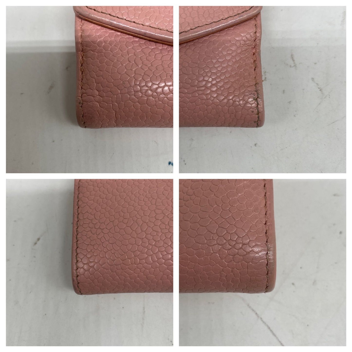 Chanel Fold Wallet Compact Caviar Leather Pink CC Logo — view 5