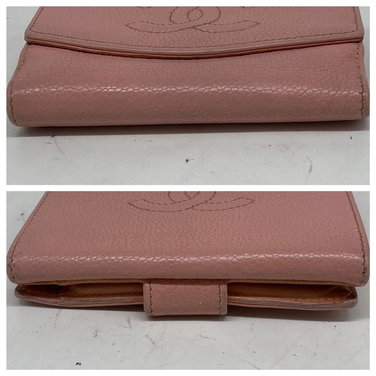 Chanel Fold Wallet Compact Caviar Leather Pink CC Logo — view 3