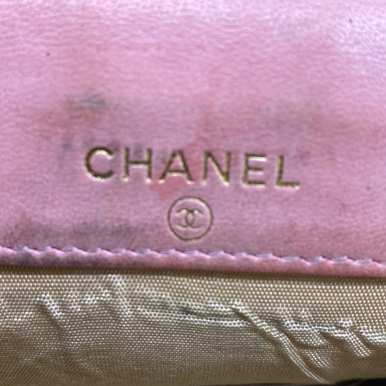 Chanel Fold Wallet Compact Caviar Leather Pink CC Logo — view 9