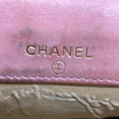 Chanel Fold Wallet Compact Caviar Leather Pink CC Logo — view 9