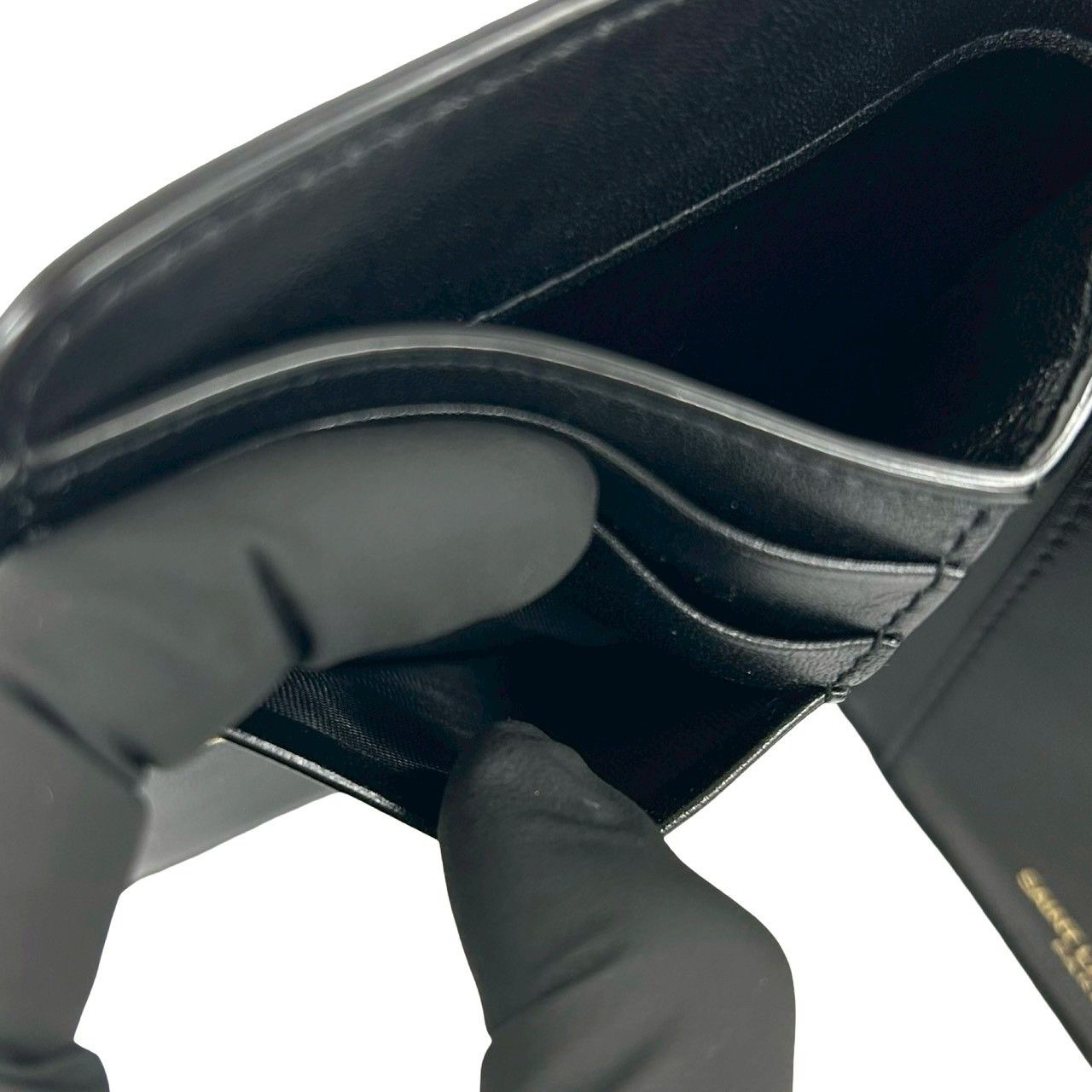 Saint Laurent Yves YSL Logo Leather Trifold Wallet Compact Black — view 9