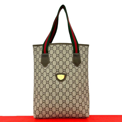 Gucci Vintage Sherry Line Plus Leather Tote Brown