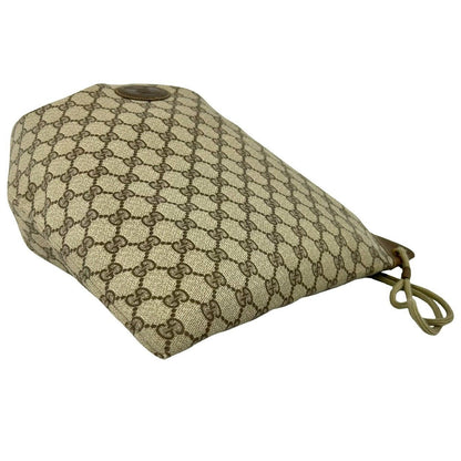 Gucci Vintage GG Logo Leather Drawstring Shoulder Bag Brown — view 7
