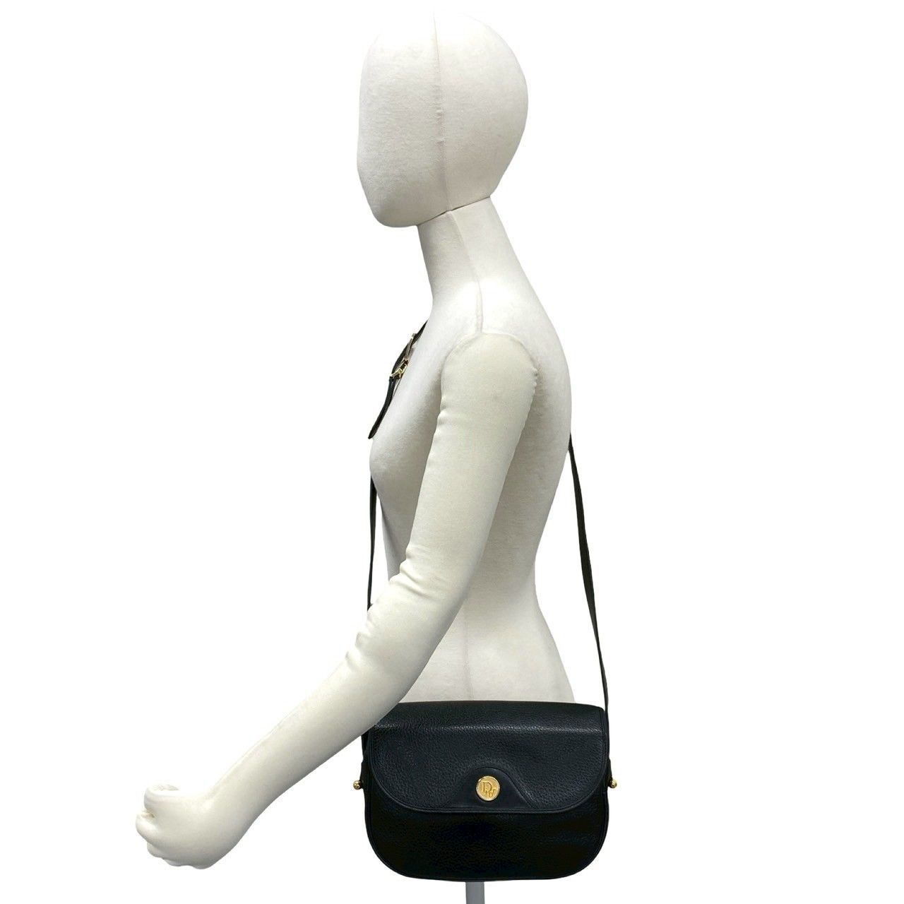 Dior Vintage Logo Leather Shoulder Bag Pochette Black — view 2