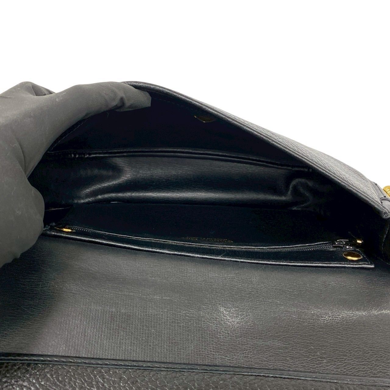 Dior Vintage Logo Leather Shoulder Bag Pochette Black — view 9