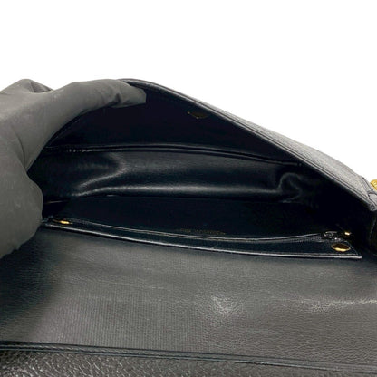 Dior Vintage Logo Leather Shoulder Bag Pochette Black — view 9