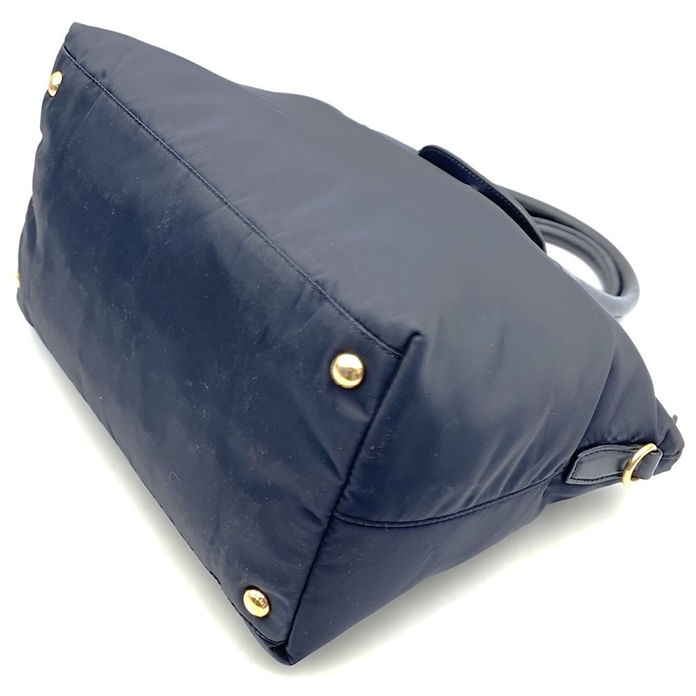 Prada Tote Saffiano Nylon Leather Navy — view 2