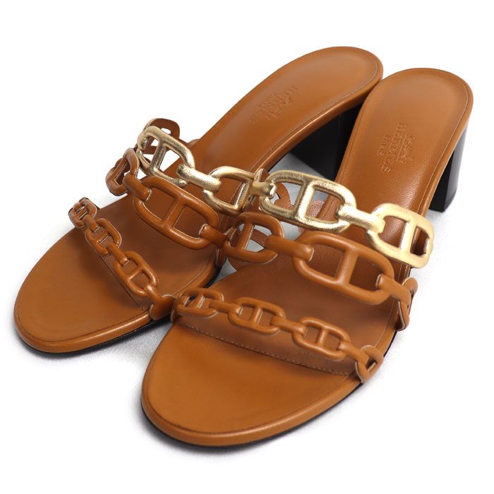 Hermes Tandem Chaine D'ancre Sandals Brown