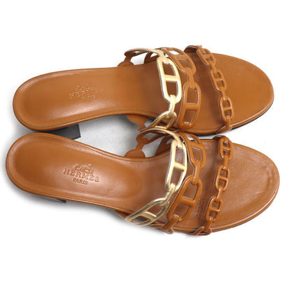 Hermes Tandem Chaine D'ancre Sandals Brown — view 4