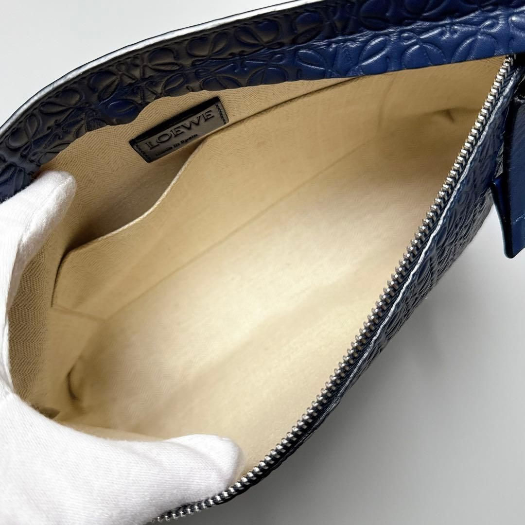 Loewe Anagram Repeat T Pouch Clutch Navy — view 3
