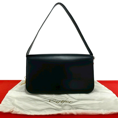 Cartier Panthere Line Leather Shoulder Bag Black