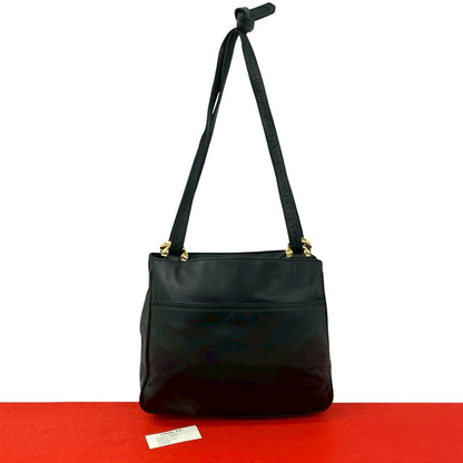 Loewe Vintage Anagram Logo Nappa Leather Shoulder Bag Pochette Black
