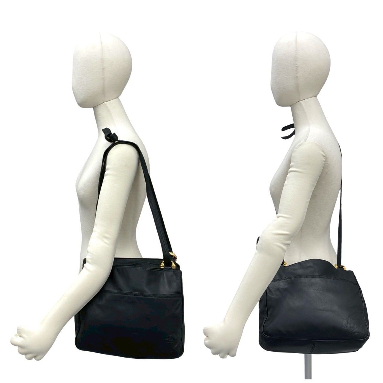 Loewe Vintage Anagram Logo Nappa Leather Shoulder Bag Pochette Black — view 2