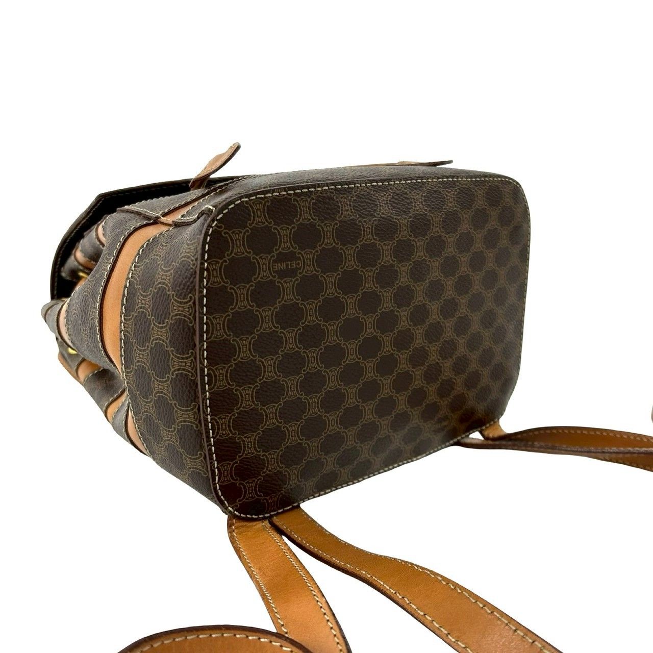 Celine Vintage Macadam Blason Triomphe Pattern Leather Drawstring Mini Backpack — view 7