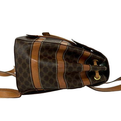 Celine Vintage Macadam Blason Triomphe Pattern Leather Drawstring Mini Backpack — view 6