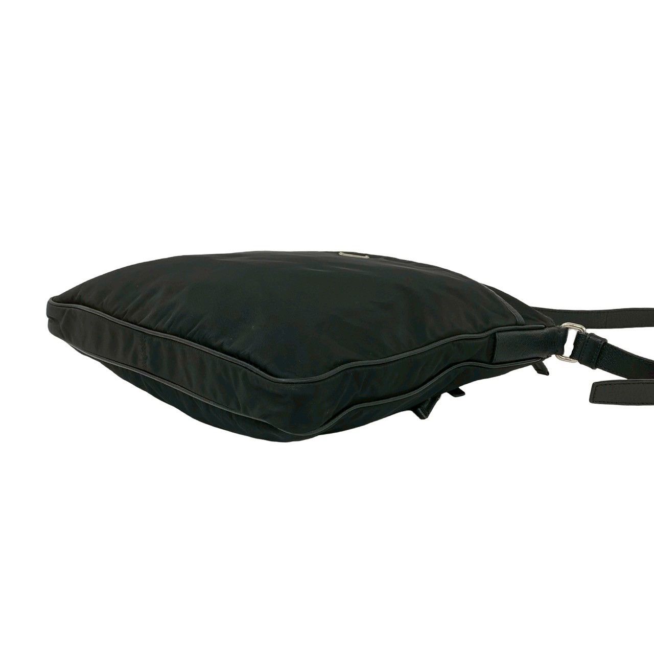Prada Triangle Logo Nylon Leather Shoulder Bag Tote Black — view 8
