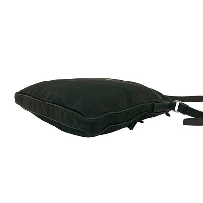Prada Triangle Logo Nylon Leather Shoulder Bag Tote Black — view 8
