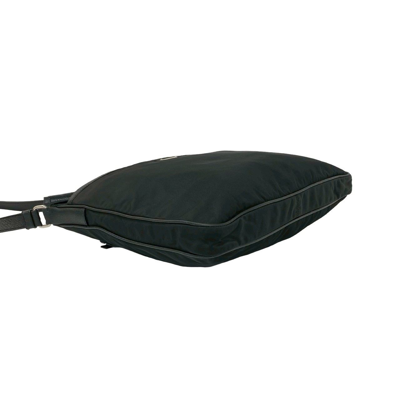 Prada Triangle Logo Nylon Leather Shoulder Bag Tote Black — view 7