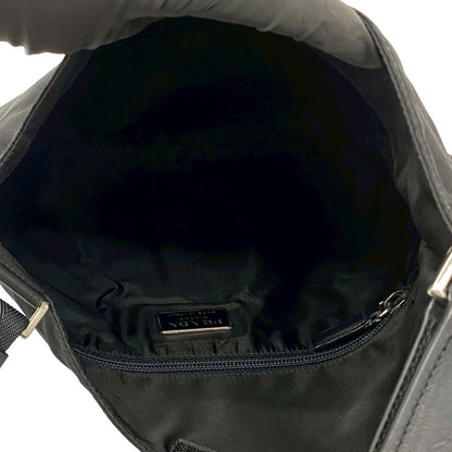 Prada Tessuto Nylon Leather Shoulder Bag Black — view 9