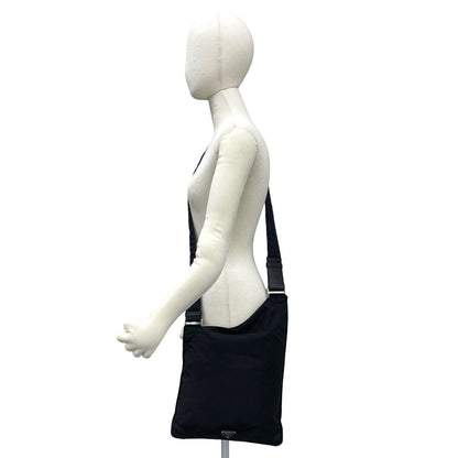 Prada Tessuto Nylon Leather Shoulder Bag Black — view 2