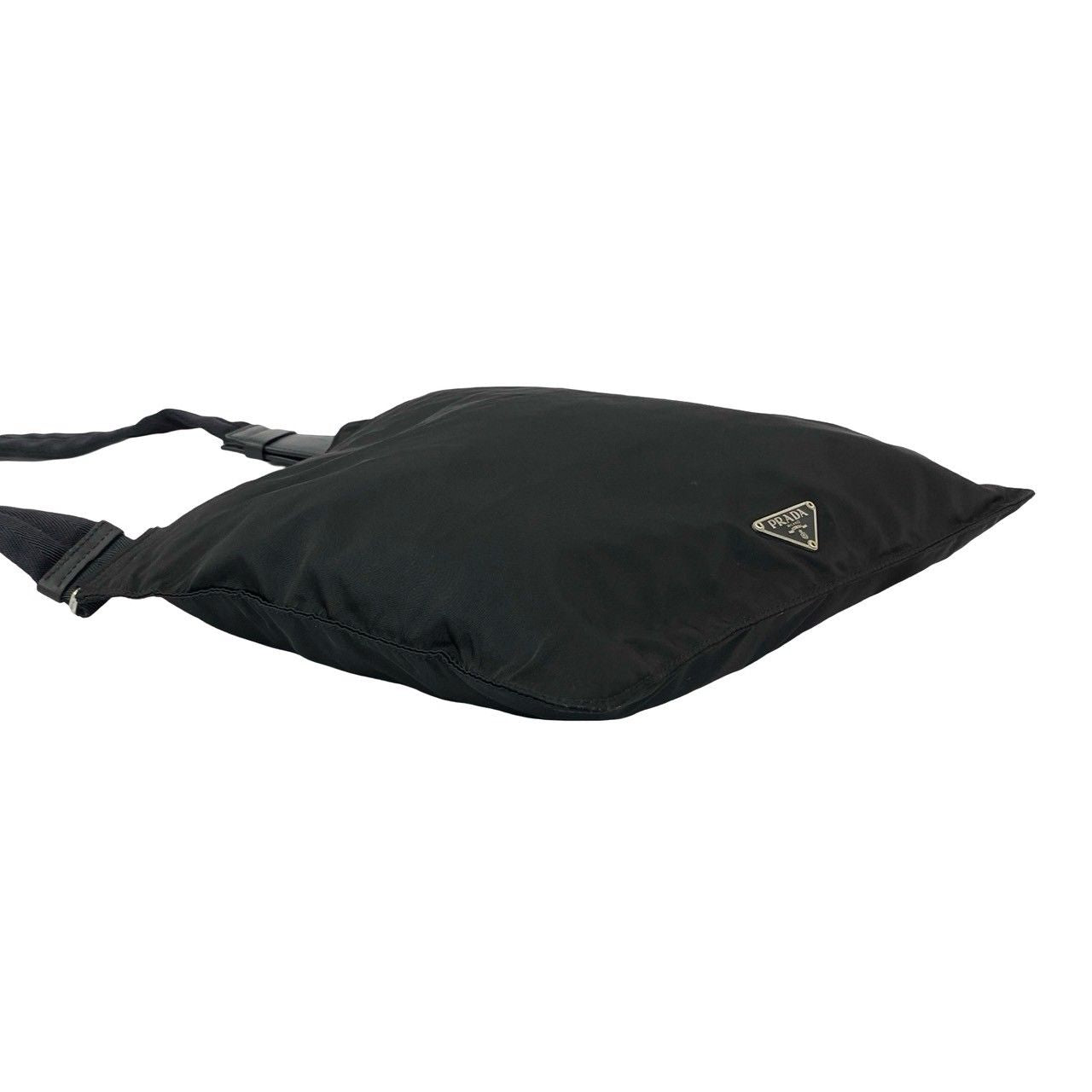 Prada Tessuto Nylon Leather Shoulder Bag Black — view 7
