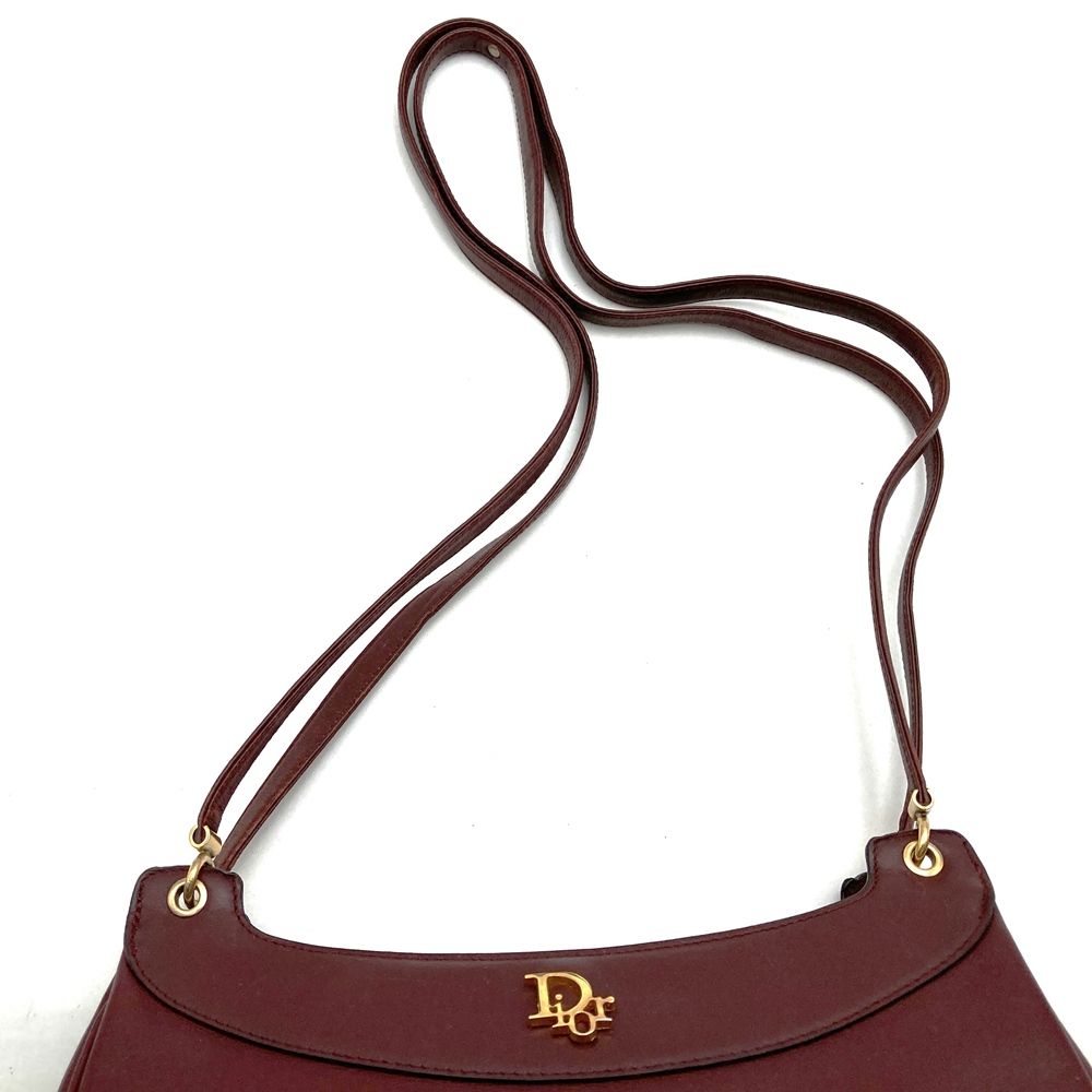 Dior Shoulder Bag Leather Red Bordeaux Vintage — view 6
