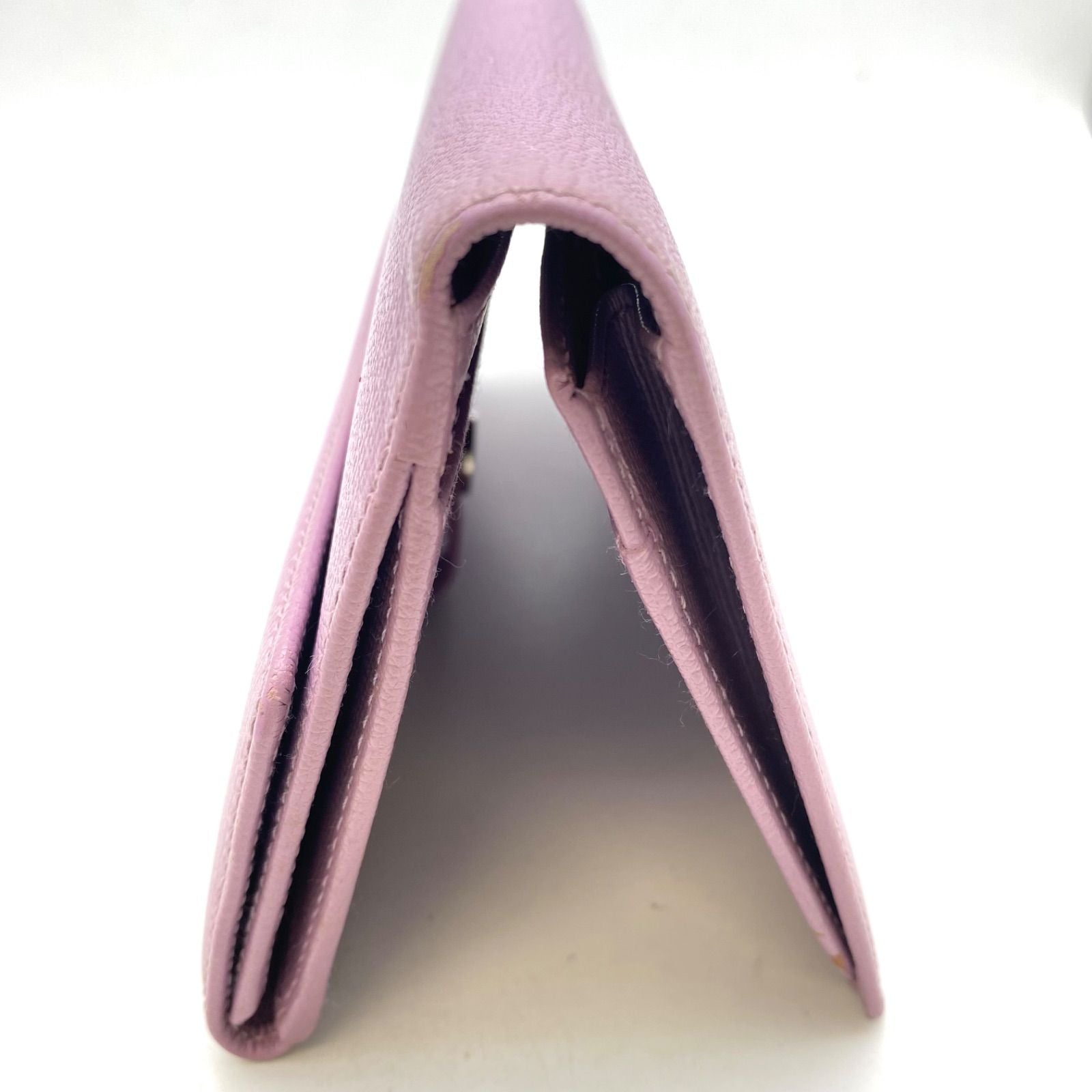 Chanel Wallet Fold Hook Purple CC Logo Coco Button — view 6