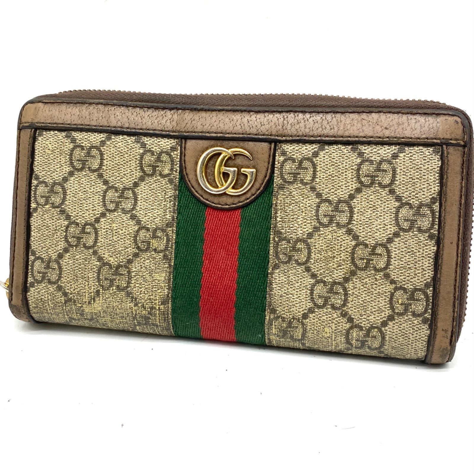 Gucci Wallet GG Supreme Ophidia Round Sherry