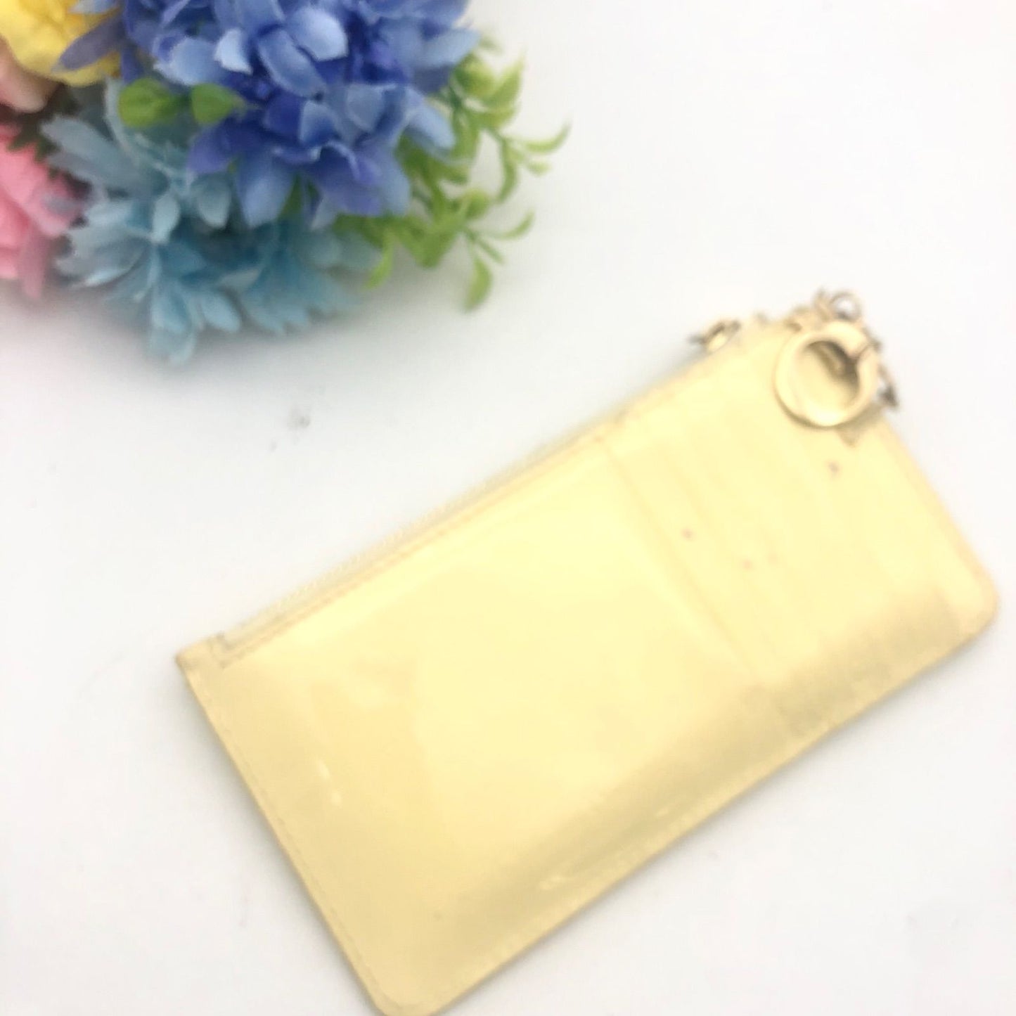 Dior Lady Wallet Fragment Case Lotus Yellow Card Coin Purse — view 3