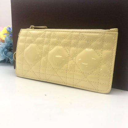 Dior Lady Wallet Fragment Case Lotus Yellow Card Coin Purse