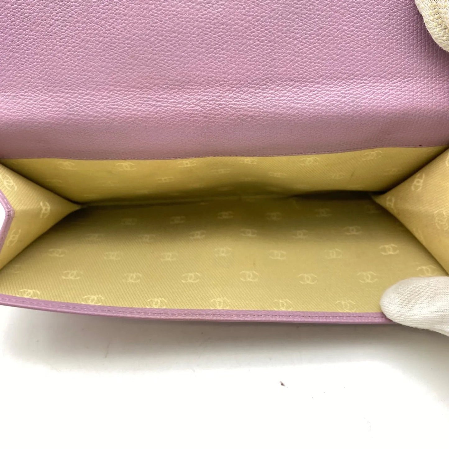Chanel Wallet Fold Hook Purple CC Logo Coco Button — view 7