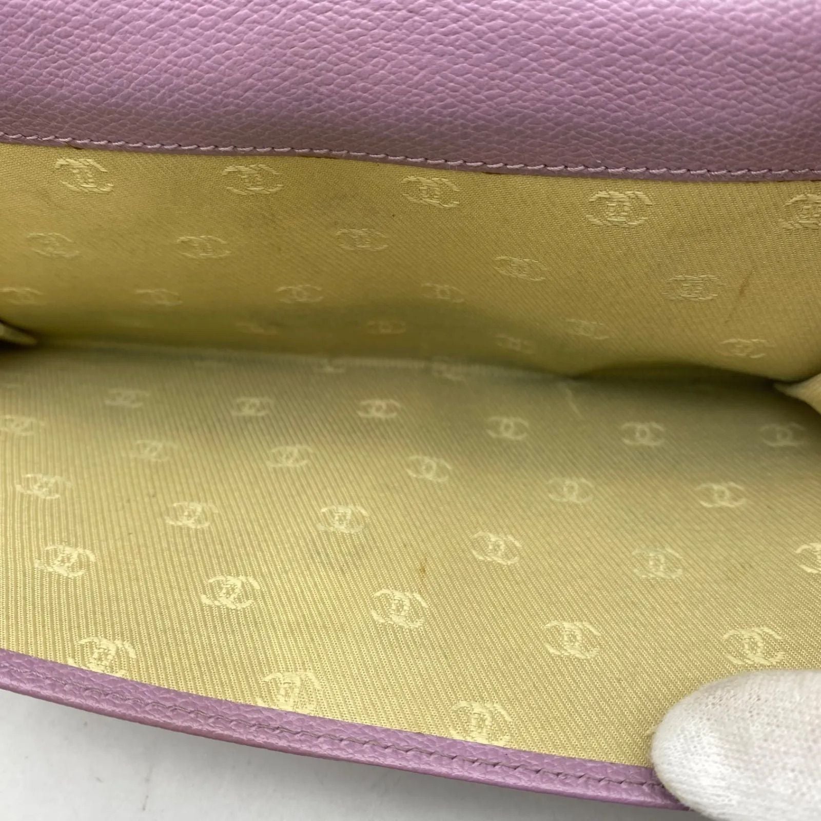 Chanel Wallet Fold Hook Purple CC Logo Coco Button — view 8