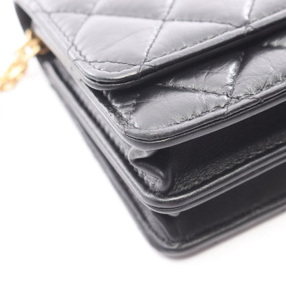 Chanel Shoulder Bag 2.55 Quilted Mini Black Calf Chain Wallet — view 7