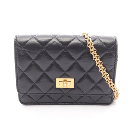 Chanel Shoulder Bag 2.55 Quilted Mini Black Calf Chain Wallet