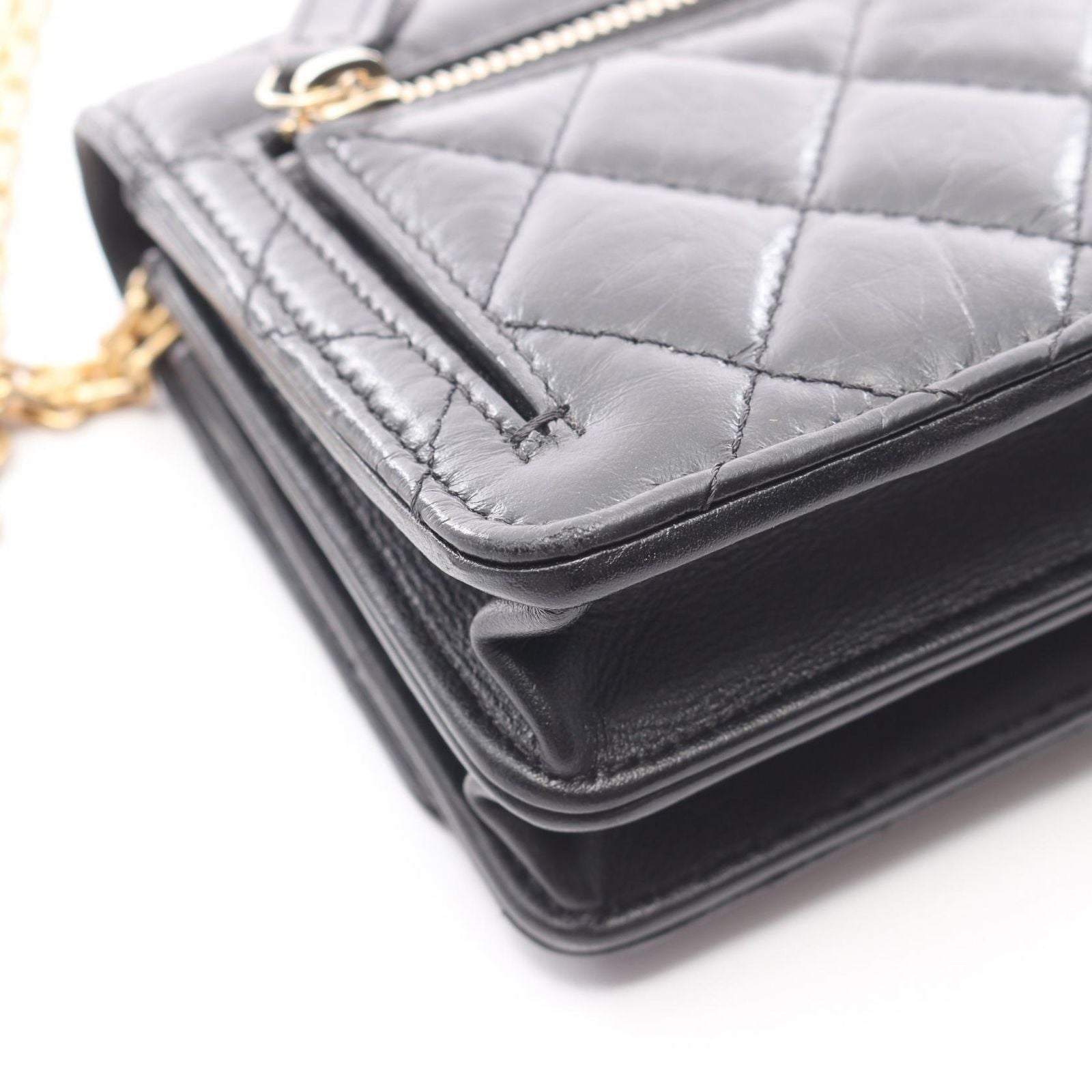 Chanel Shoulder Bag 2.55 Quilted Mini Black Calf Chain Wallet — view 8