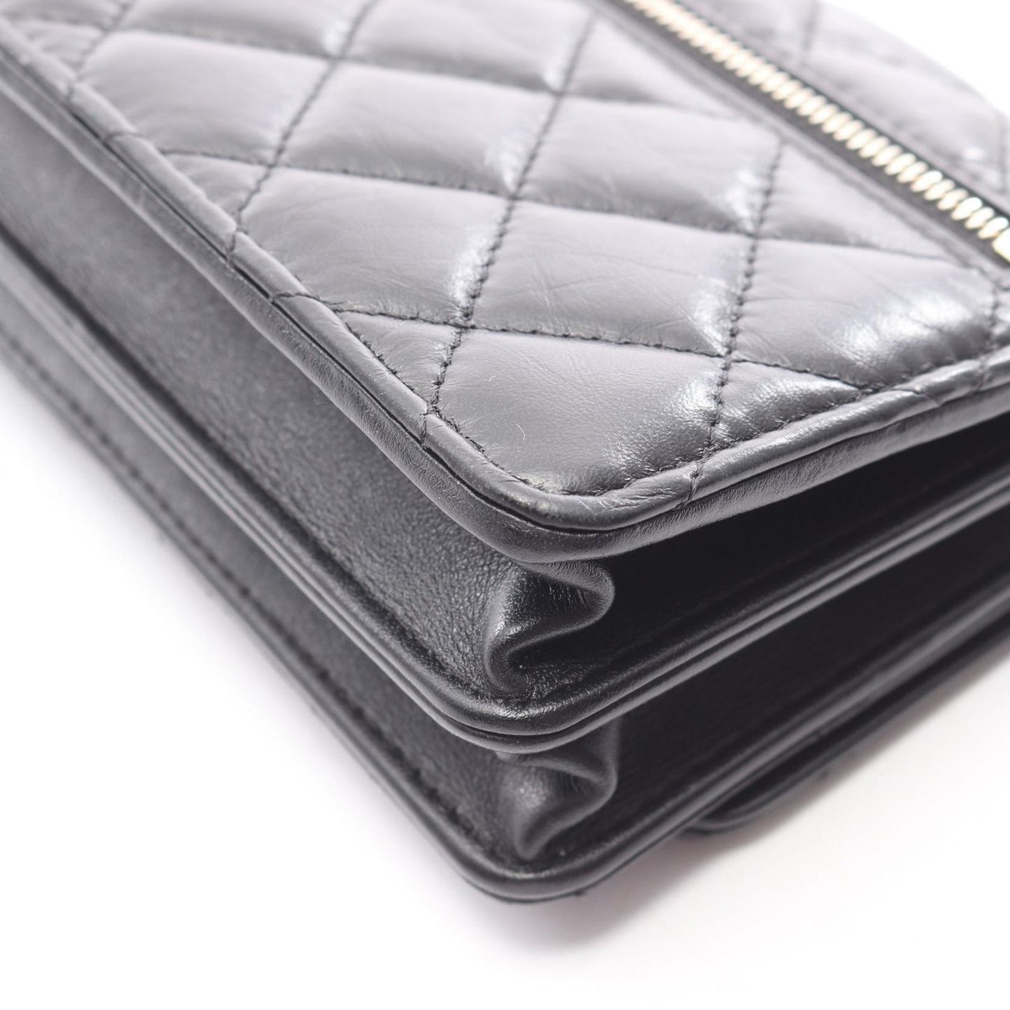 Chanel Shoulder Bag 2.55 Quilted Mini Black Calf Chain Wallet — view 9