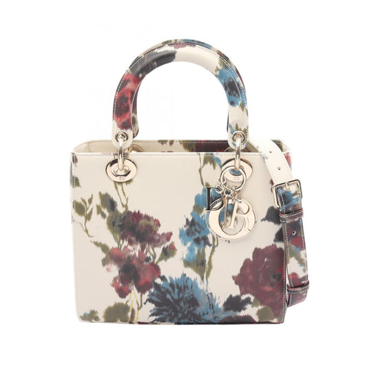 Dior Handbag Lady Dior 2-Way Off White Flower Print Leather Tote