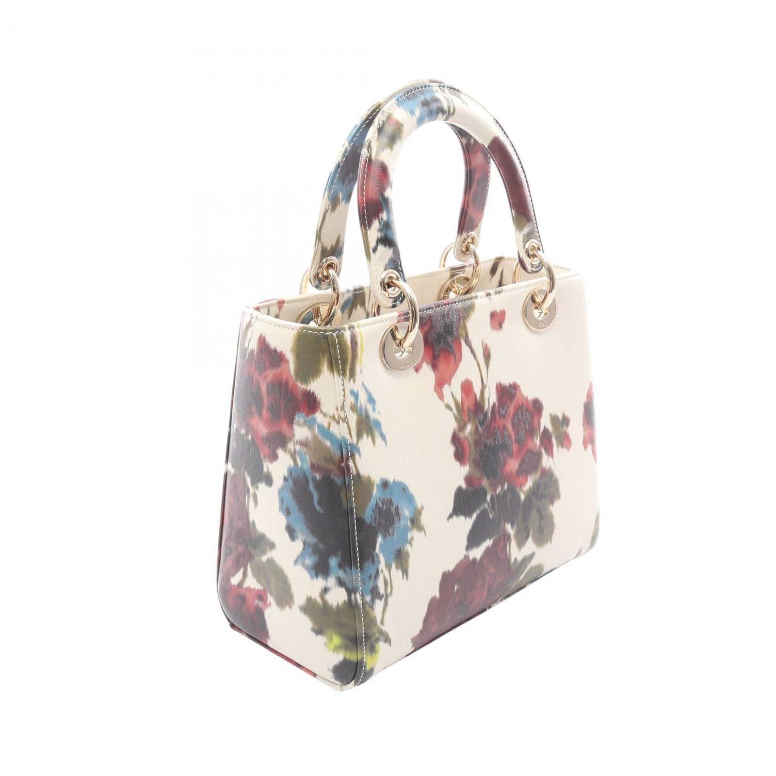 Dior Handbag Lady Dior 2-Way Off White Flower Print Leather Tote — view 2