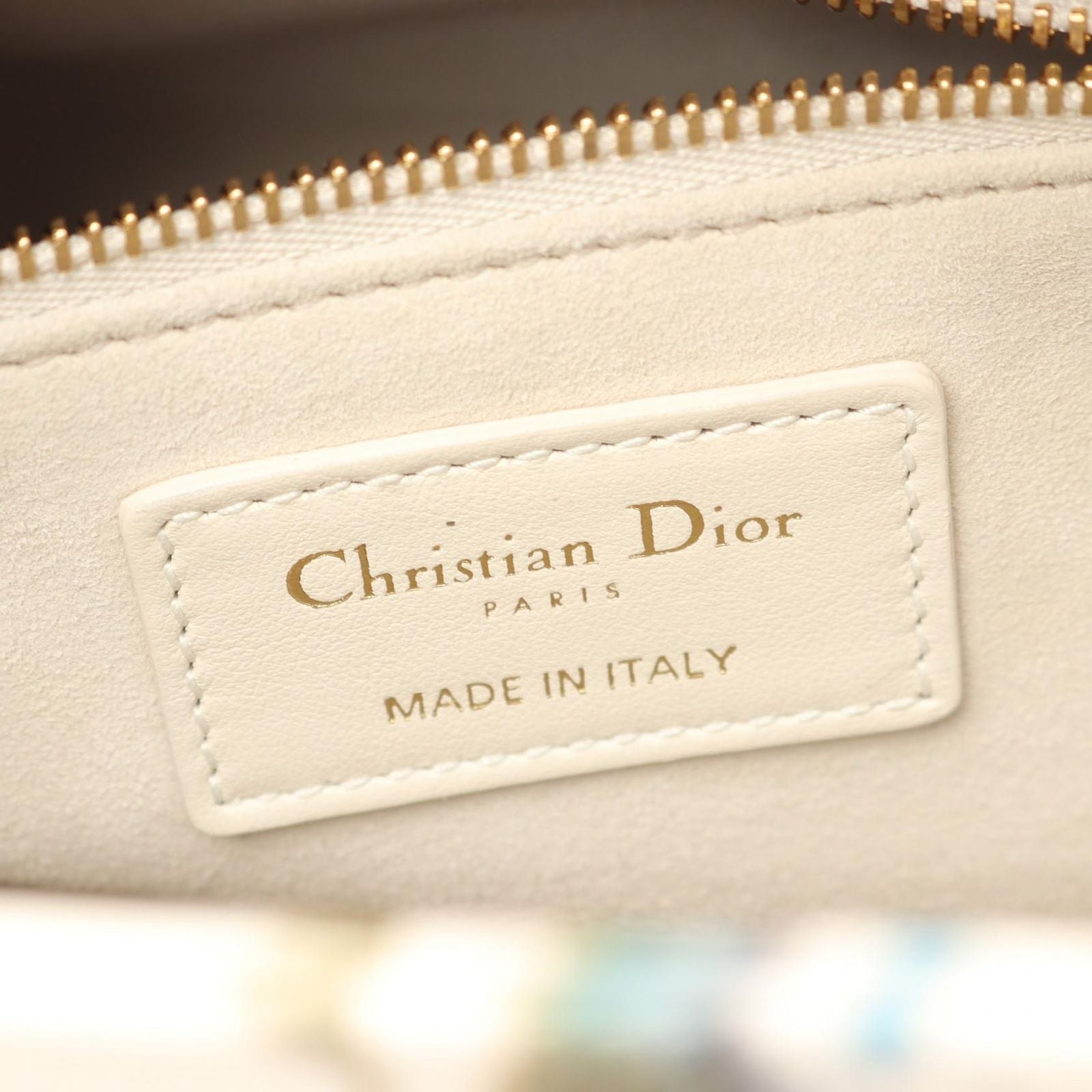 Dior Handbag Lady Dior 2-Way Off White Flower Print Leather Tote — view 4