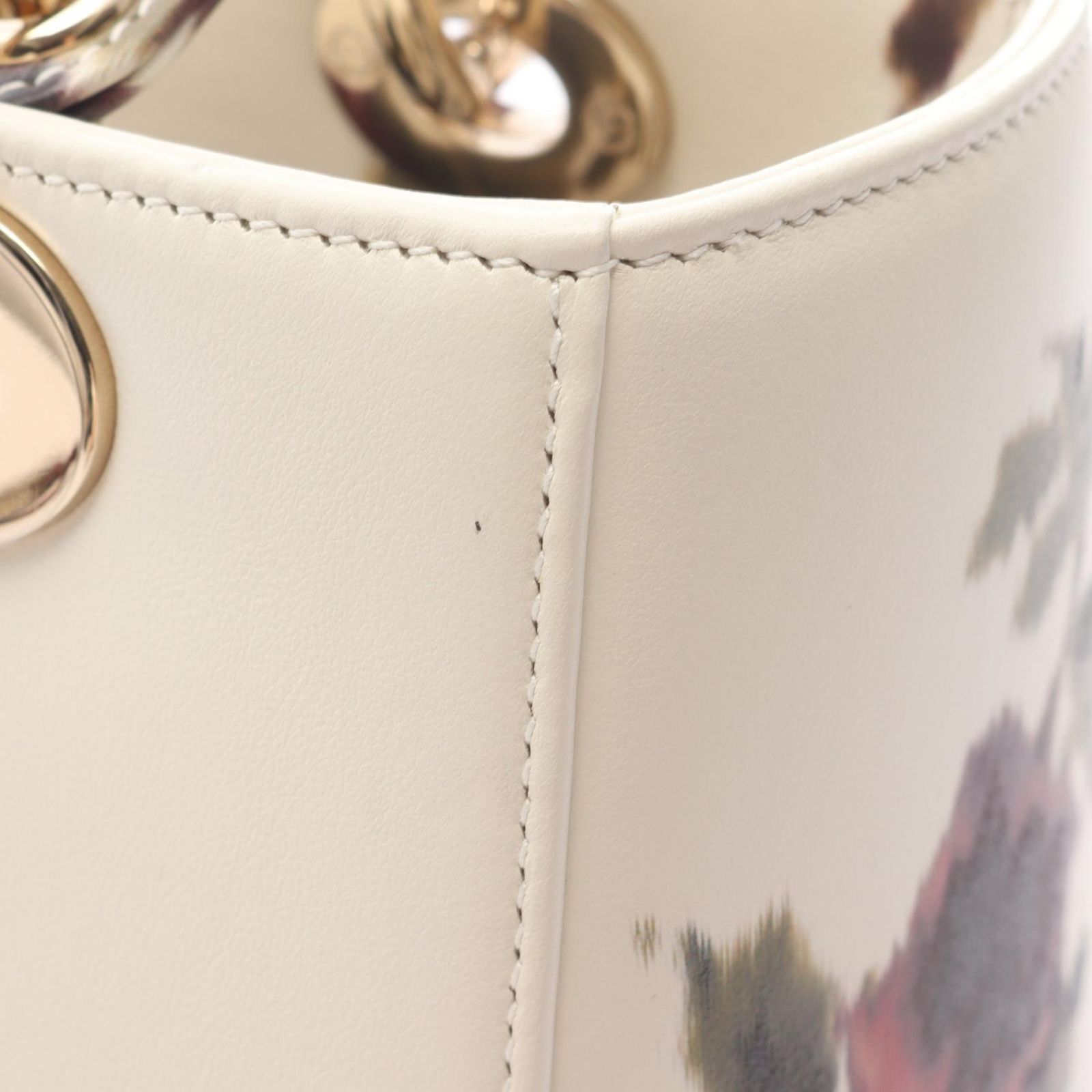 Dior Handbag Lady Dior 2-Way Off White Flower Print Leather Tote — view 5
